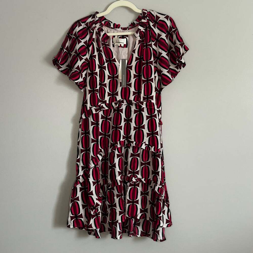Anthropologie Robin Tiered Mini Dress in Geometric Print